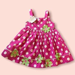 BLUEBERI precious polka dot dress baby 12 months pink